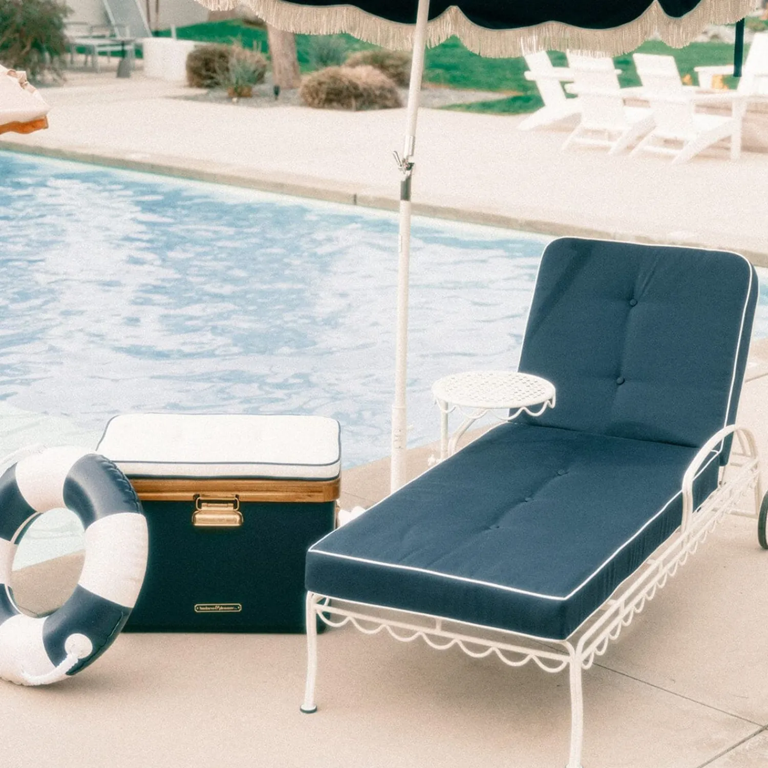 The Al Fresco Sun Lounger Cushion - Boathouse Navy^Business & Pleasure Co. Hot