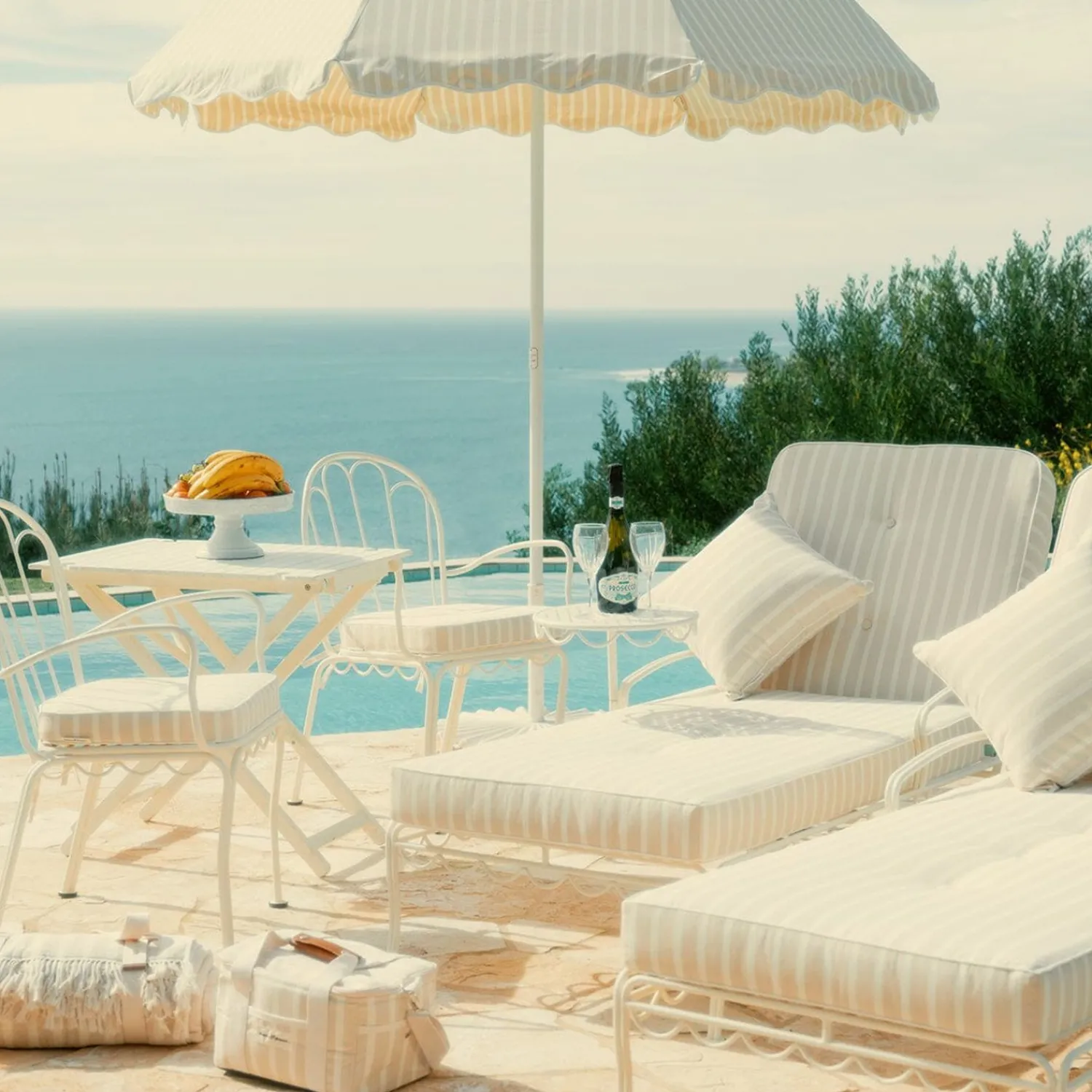 The Al Fresco Sun Lounger Cushion - Monaco Natural Stripe^Business & Pleasure Co. New