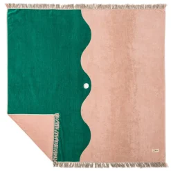 The Holiday Beach Blanket - Ocean Green And Pink Stripe^Business & Pleasure Co. New