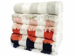 The Holiday Beach Towel - Navy Capri Stripe^Business & Pleasure Co. Online